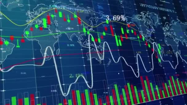 Fondo Pantalla Cambio Precios Big Data Valores Financieros Comerciales — Vídeo de stock