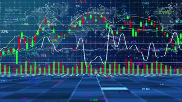 Fondo Pantalla Cambio Precios Big Data Valores Financieros Comerciales — Vídeo de stock