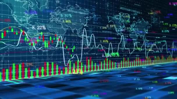 Stock Data Trend Chart Financial Big Data Background — Vídeos de Stock