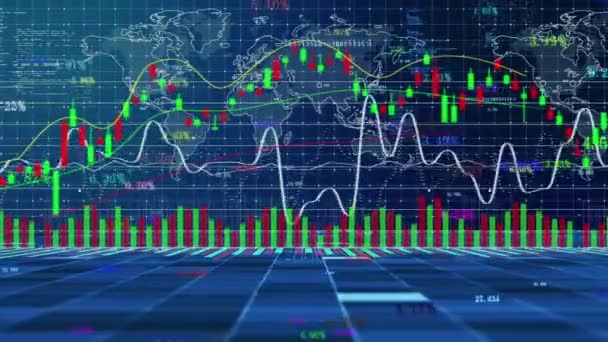 Finanzmarkt Börse Kursänderung Line Trenddiagramm Hintergrund — Stockvideo