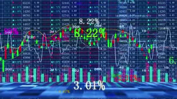 Finansiell Data Aktiemarknaden Trend Diagram Big Data Bakgrund — Stockvideo