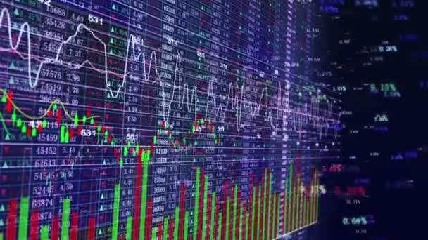 Financial Big Data Technology Internet Stock Market Information Chart Trend — стокове відео