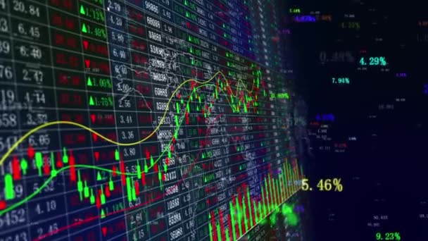 Wall Street Finanční Burzovní Data Graf Line Změna Trendu Graf — Stock video