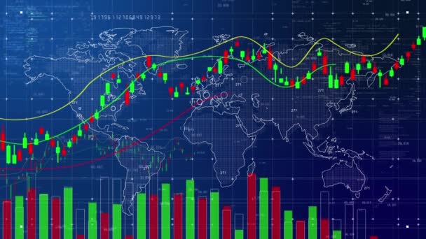 Aktienmarkt Datenchart Linie Ändert Trenddiagramm — Stockvideo
