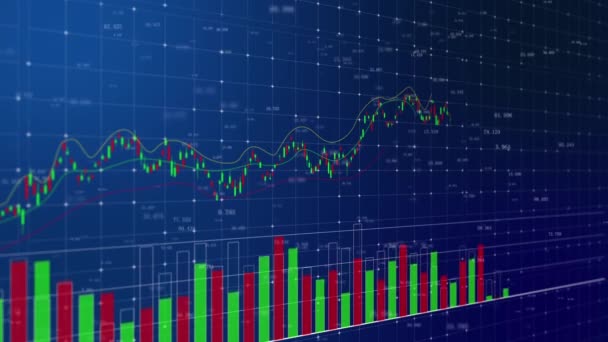 Aktienmarkt Datenchart Linie Ändert Trenddiagramm — Stockvideo