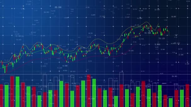 Aktienmarkt Datenchart Linie Ändert Trenddiagramm — Stockvideo