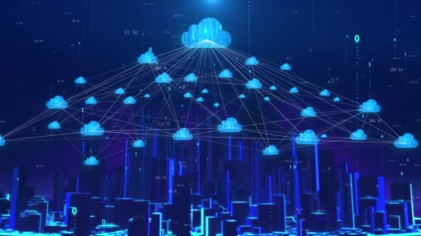 Cloud Computing Internet Věcí Holografické Inteligentní Město — Stock video
