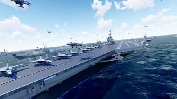 Naval Aircraft Carrier Battle Group Military Exercise — Stockvideo