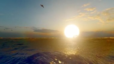 Gün batımı ve feribot denizde