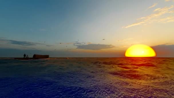 Восход Солнца Утром Рыбацкие Лодки — стоковое видео
