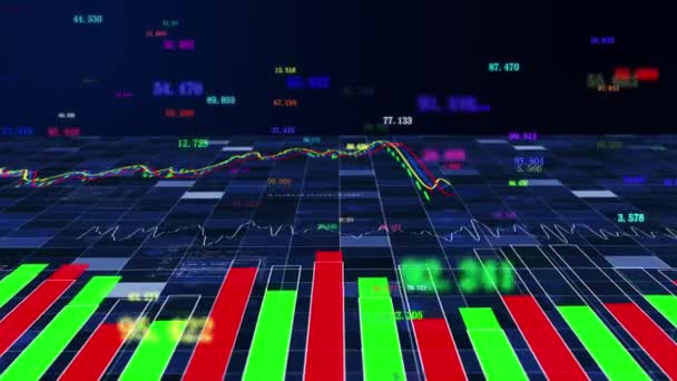 Тенденційна Діаграма Зниження Цін Акції Фінансові Дані — стокове відео