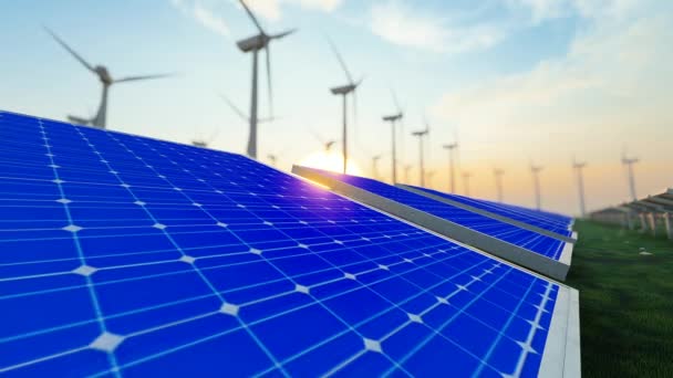 Green Solar Power Plant — Stock Video