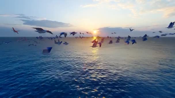 Морские Птицы Зависли Над Морем — стоковое видео
