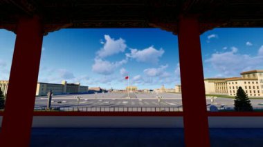 Tiananmen Kapı Kulesi 'nden dışarı bakın.