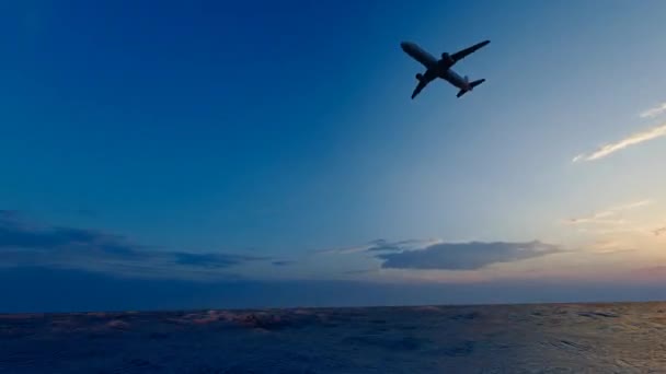 Samolot Przeleciał Przez Morze — Wideo stockowe