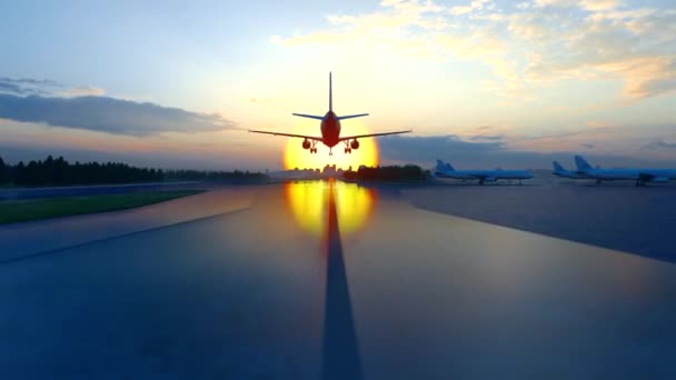 Avión Despegó Hacia Sol — Vídeos de Stock