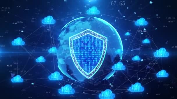 Informática Nube Información Red Seguridad Datos — Vídeo de stock
