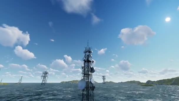 Broadcast Signal Tower Transmits Data Signals — Stockvideo