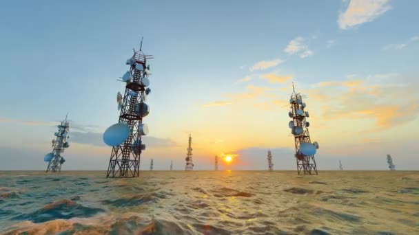 Offshore Mobile Network Signal Tower — Video Stock