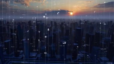 Big data and Internet smart city covered by 5g network.