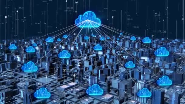 Smart City Cloud Computing Network Data Transmission — ストック動画