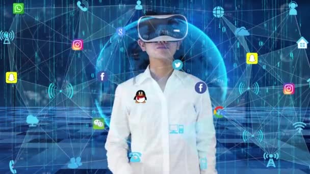 Virtual Reality Social Network Media — Video Stock