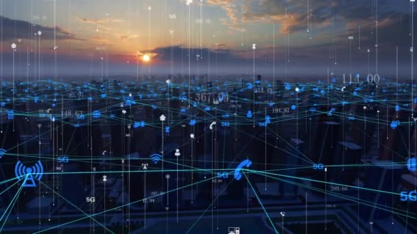 Big Data Internet Smart City Covered Network — Vídeo de stock