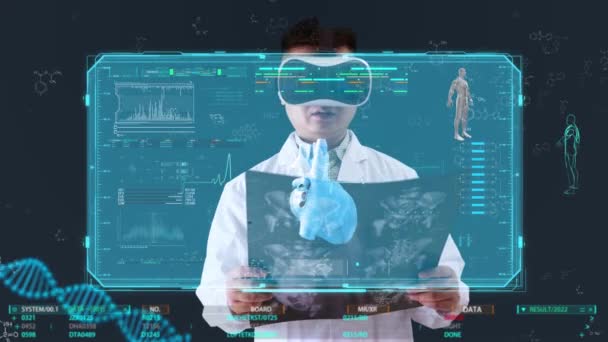 Les Médecins Portent Des Lunettes Intelligentes Pour Regarder Écran Holographique — Video