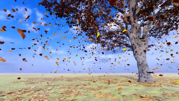 Podzimní Listí Pomalu Padá Větrem — Stock video
