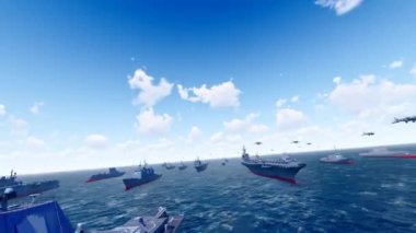 Uçak gemisi savaş grubu ve savaş uçağı denizde canlı ateş tatbikatı yapıyor.