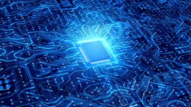 Schéma Circuit Puce Big Data Intelligence Artificielle — Video