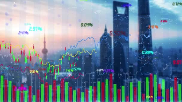 Grafik Bursa Saham Dan Tren Saham Wall Street — Stok Video