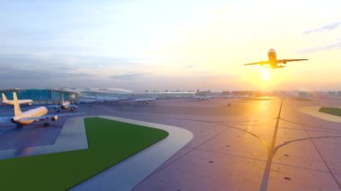 Pekin Daxing Uluslararası Havaalanı üzerinde uçan uçak.