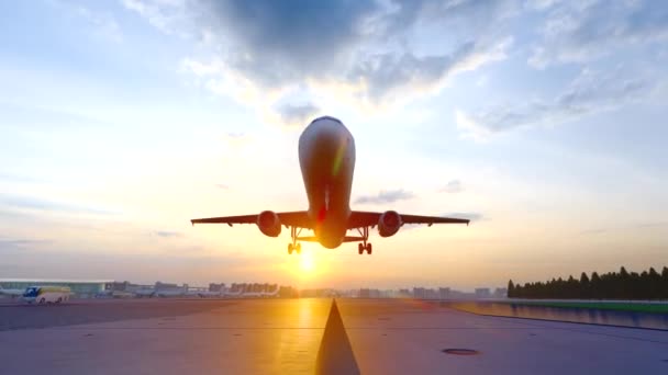 Avion Survolant Ciel Bleu Nuages Blancs — Video