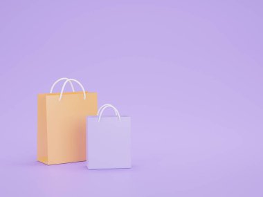 3D alışveriş çantası. Çevrimiçi alışveriş konsepti 3D görüntüleme.
