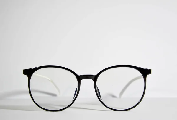 Black Eyeglass Frames White Background — Stok fotoğraf