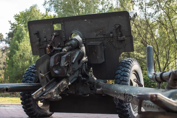 Old Artillery Cannon Gun Camouflage Pattern Ordnance Soldier Warrior World — Stockfoto