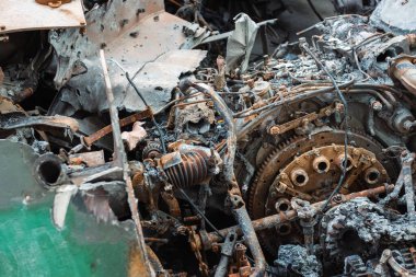 Ukrayna 'da savaş. Yok edilmiş Rus tankları. Tarihi Müze. Kyiv 16 Mayıs 2022.