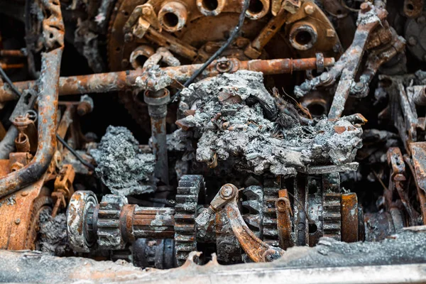 Ukrayna 'da savaş. Yok edilmiş Rus tankları. Tarihi Müze. Kyiv 16 Mayıs 2022.