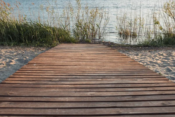 Wooden Descent River Sunset — Φωτογραφία Αρχείου