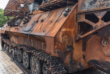 Modern Rus elektronik savaş ve elektronik istihbarat kompleksi Ukrayna ordusu tarafından 2022 'de Rusya' nın Ukrayna 'yı işgali sırasında yakıldı. Ukrayna 'nın başkenti Kyiv' de..