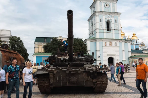 Kyiv Ukraine Jun 2022 Destroyed Burned Tanks Other Military Equipment — Stock Photo, Image