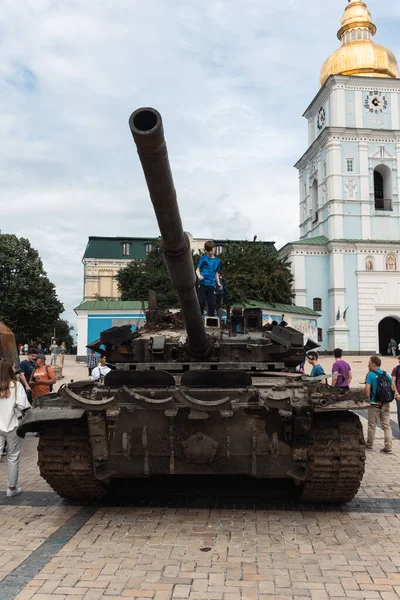 Kyiv Ukraine Jun 2022 Russian Tank Turret Rusty Russian Tank — Stock Photo, Image