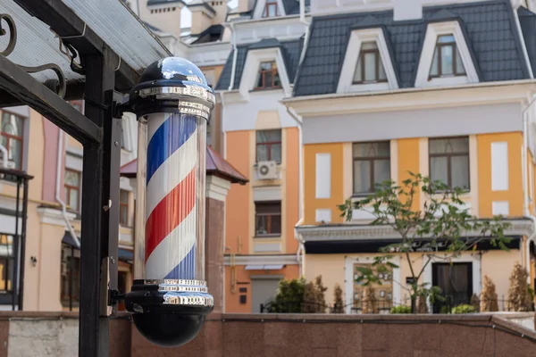 Sinal Poste Barbeiro Usado Por Barbeiros Para Indicar Lugar Loja Fotos De Bancos De Imagens
