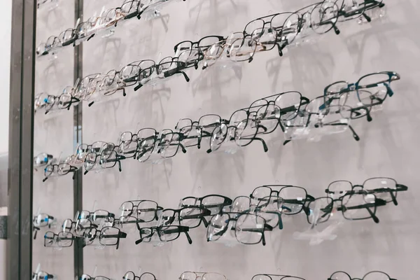 Lot Glasses Isolated Shopping Window Close — Foto de Stock