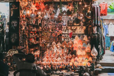 Arabic market. Souvenir shop in Egypt.