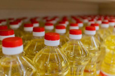 Cooking oil bottles in a box.
