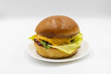 Cheese burger isolated on white background. Closeup burger.