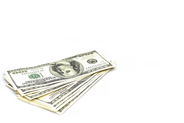 One Hundred Dollar Bills Fanned Out White Background Stock Obrázky