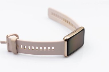 Women's smart watch with on a white background. Closeup smart watch